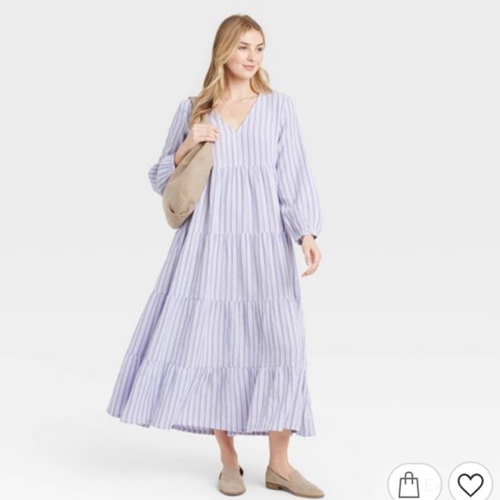 Universal thread balloon long sleeve tiered dress